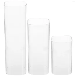 Candle Holders 3Pcs Open Ended Shade Holder Sleeve Clear Glass Candleholder Chimney Tube