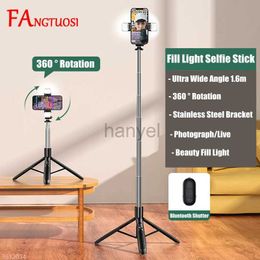 Selfie Monopods FANGTUOSI 1610MM Portable Wireless Selfie Stick Tripod With Bluetooth Shutter Monopod For Selfie Live Foldable Big tripod New 24329