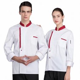 men Lg Sleeve Chef Jacket Restaurant Cook Shirt Kitchen Uniform Hotel Cooking Coat Bakery Cafe Waiter Working Clothes L1X1#