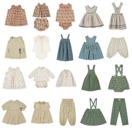 Clothing Sets 23 Summer Born Baby Flower Print Clothes Suit Car Girl Casual Cute Sleeveless Dress Children Retro Strap Top Shorts
