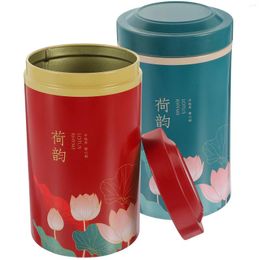 Storage Bottles 2 Pcs Tea Airtight Can Coffee Canister Metal Container With Lid Household Round