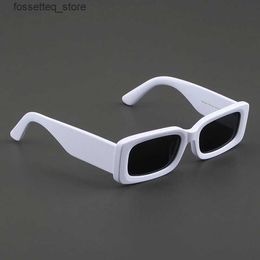 Sunglasses Luxury Brand High-End Sunglasses Men Rectangular Retro White Large Frame Polarised Grey Patch UV400 Sun Glasses Women Trend L240322