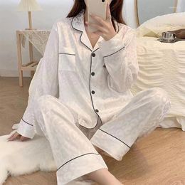 Home Clothing Women 2 Piece Pajamas Sets Leopard Print Pijama Faux Silk Satin Lapel Pyjama Female Sleepwear Long Sleeve Shirt Pants Homewear