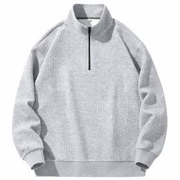 hoodie for Men Autumn Half Turtleneck Zipper Loose Sweatshirt Solid Twist Pattern Casual Sweatshirt Unisex Pullover Streetwear a7ke#
