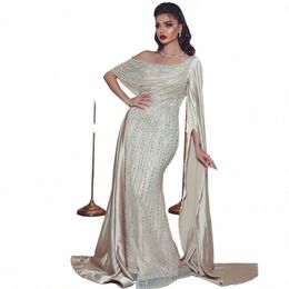 aenyrst Luxury Off The Shoulder Mermaid Prom Dres Satin Crystal Saudi Arabia Evening Gowns Floor Length Dinner Party Dr e4g9#