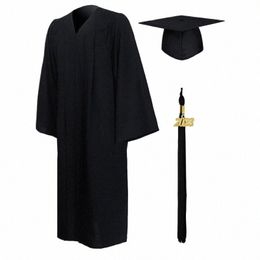 2023 NEW Graduati Gown College School Uniform Clothing Cap Set Unisex Matte Clothes For High School With Tassels Year Stamp m0pC#