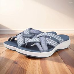 Casual Shoes Women Slide Sandals Wide Width Cross Strap Beach Open Toe Platform Wedge Lightweight For Summer
