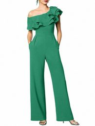 plus Size 5XL VONDA Elegant Office Jumpsuits Women Lg Rompers 2024 Summer Casual Solid Colour Ruffled Off Shoulder Overalls w0Lt#