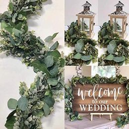 Decorative Flowers 175CM Fake Eucalyptus Rattan Artificial Plants Vine Green Garland Leaf Silk Ivy Wall Hanging Home Wedding Party Decor