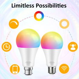 Zigbee/Wifi LED Light Bulb E27 B22 18W 12W RGB Colourful Tuya Smart Life APP Control Dimmable Compatible Alexa Google Home