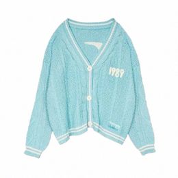 new Blue 1989 Cardigan For women Bird Embroidery Special Knit 1989 taylor Woven Cardigan Slouchy Style Vintage Sweater A9Vb#