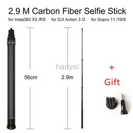 Selfie Monopods 2.9m Super Long Carbon Fiber Invisible Selfie Stick for Insta360 X3 /DJI ACTION 4 11 Camera Selfie Stick 24329