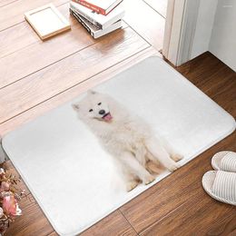 Bath Mats Mat For Shower Home Decor Samoyed Dog Foot Cute Animal White Fashion Toilet Pad Quick Drying Anti Slip Bathroom