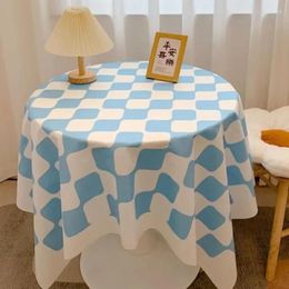 Table Cloth Checkerboard Chequered Round Nordic Style Light Luxury High-end Sense Dining Fabric Tea U6K764