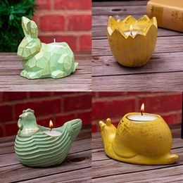 Candle Holders 1Pc Resin Cartoon Chicken Eggs Candlestick Easter Holder Decorations For Home Festival Party Supplies