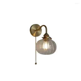 Wall Lamps Little Glass Ball LED Light Fixtures Plug In Switch Bedroom Bathroom Mirror Stair Nordic Modern Copper