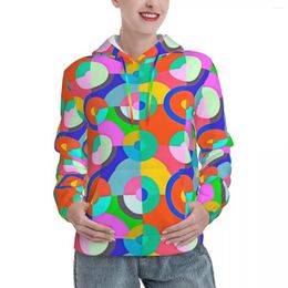 Women's Hoodies Colourful Geo Print Loose Womens Multi Circles Casual Hoodie Winter Harajuku Custom Sweatshirts Big Size XL 2XL