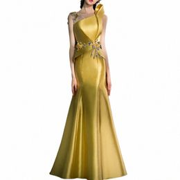 strapl One Shoulder Slim Waist Evening Dres Appliques Elegant Temperament Prom Dr Niche Trumpet Lg Wedding Party Robe Z6tY#