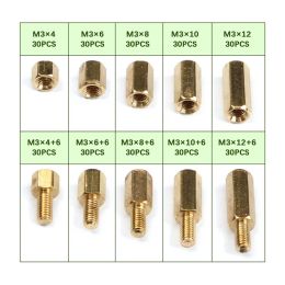 ZENHOSIT M2/M3 Hex Head Brass Standoff Spacer Screws Threaded Pillar 300Pcs Male/Female Electric PCB Circuit Board Stand Off Kit