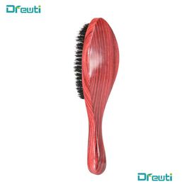 Hair Brushes Drewti Wave Brush Hard Boar Bristle Wooden Head Curved Palm Combs 360 Man Dressing Styling Tools For Afro 2211053536699 D Ot4Ax