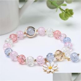 Beaded Strand Fashion Color 8Mm Little Daisy Bracelet On Hand For Women Jewelry Party Gift Set Handwork Drop Delivery Bracelets Otqe9