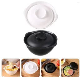 Dinnerware Sets Asian Soup Bowl Japanese-style Lidded Double-ear Anti-scalding Instant Noodle Salad Daily Use