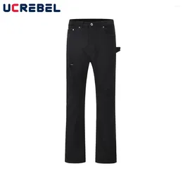 Men's Pants Ripped Carpenter Pant Mens Spring Autumn Solid Color High Street Straight Loose Men Trousers