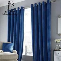 Velvet Luxury Sheer Curtains for Living Royal Blue Colour Window Blackout Bedroom Thick Villa Door Drapes Cortinas Room Divider Cloth Sheer Curtains 240321