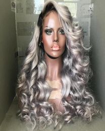 Grey Human Hair Wig For Women Body Wave Virgin Peruvian Silver Grey Full Lace Wig Glueless Silver Ombre Human Hair Wigs9736751