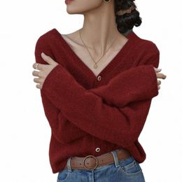 women's Cardigan Sweaters Female Blue Grey Sweater V Neck Single Breasted Sweater Woman Knitted Cardigan N3nl#