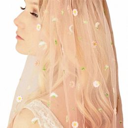 little Daisy Wild Frs Bridal Veils With Comb Wedding Accories for Brides Pink White Champagne Tulle Secret Garden Lg 98J1#