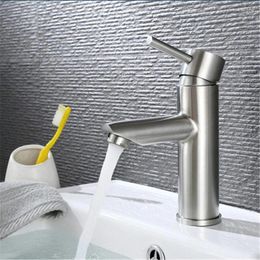 Bathroom Sink Faucets S304 Faucet Stainless Steel & Cold Water Basin Mixer Tap Modern