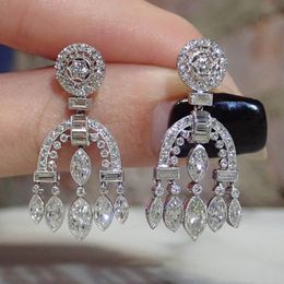 2024 Choucong Baroque Dangle Earrings Vintage Jewellery 925 Sterling Silver 5A Cubic Zircon CZ Diamond Party Court Women Wedding Drop Earring Gift