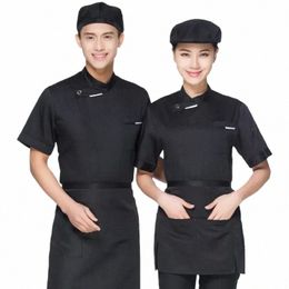 chef's Work Clothes Lg /short Sleeves Breathable Chef Uniforms Restaurant Kitchen Coffee Shop Food Service Unisex Chef Jacket v6m5#