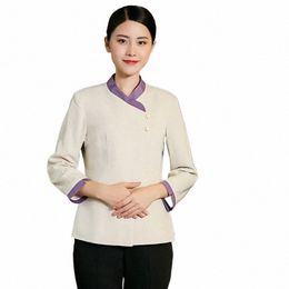 2020 New Autumn Restaurant Hotel Uniform Lg Sleeve Workwear Housekee Clothes Women Cleaning Overalls Waiter Jacket AS476 S2qn#