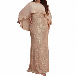 plus Size Evening Dres Women Sequins Shawl Prom Evening Gowns Large Size Female Fi Elegant Party Fishtail Lg Dres T23T#