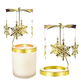 Candle Holders Party Holder Christmas Tree Flower Rotating Valentines Day Tea Light Gift Scented Home Decor Birthday Candlestick Golden