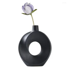 Vases Donut Vase Ceramic Desktop High End Ornament Shape For Centerpieces Dining Room Living Decor Accessories