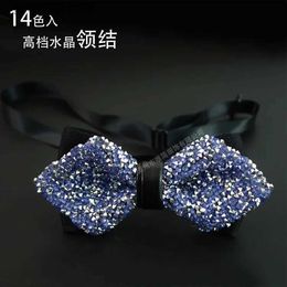 Bow Ties Male bow tie Crystal collar banquet nightclub super flash diamond wedding bridegroom pot bow ties Y240329