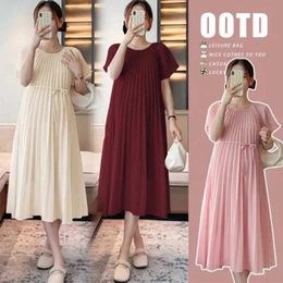 Maternity Dresses Pregnant Womens Wear Korean Fashion Chiffon Pregnant Womens Wear Elegant Sweet and Loose fitting Pregnant Womens WearL2403