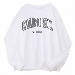 autumn Funny Woman Sweatshirts California West Coast Printing Hoody Crewneck Drop Sleeves Pullover Warm Soft Ladies Sportswear 30Fs#