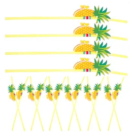 Disposable Cups Straws 50 Pcs Pineapple Beer Sipstick Bend Unique Hawaiian Party Tableware Decoration Plastic Drinking