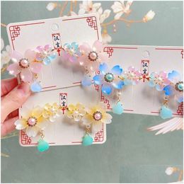 Hair Accessories 2Pcs Princess Chinese Style Tassels Pear Blossom Lovely Girls Hairpins Children Headwear Clips Barrettes Drop Deliv Dhd0J