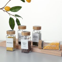 4oz Glass Spice Jars with Spice Labels Empty Square Spice Bottles Shaker Lids and Airtight Metal Caps