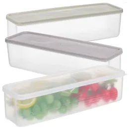 Storage Bottles 3 Pcs Sealed Box Transparent Colour Khaki Light Green Bread Containers Food For Fridge Kit Clear Pp Fruit