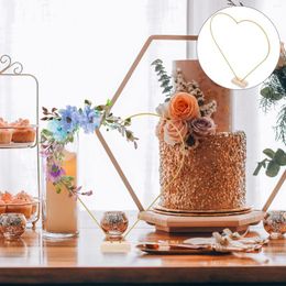 Decorative Flowers 2 Sets Wood Centrepieces For Tables Decor Heart Wire Wreath Frame Desktop Metal Hoops Wedding Decorations Base