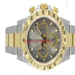 Luxury Wristwatch 116523 Mens Silver Stainless Steel CERAMIC Bezel GreyNo chronograph Dial 40MM Mechanical Watches New Arrival box249T