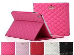 Luxury Rhinestone Crown PU Leather Tablet Folding case for iPad 2 3 4 5 6 IPAD mini 4 with stand shockproof Dormancy Cover5575140