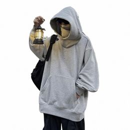 men Polyester Sweatshirt Hooded Sweatshirt Japanese Harajuku Urban Streetwear Cyber Punk Men's Oversized Techwear for Winter V1hw#