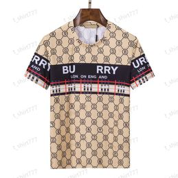 Men's T-Shirts Letters Print Short Sleeve Tee Basic Clothing Summer Top Graphic Clothes Plaid Brand Fashion Clothes Asian size